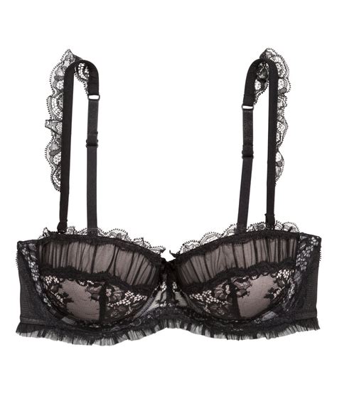 Lace balconette bra in Black for Women .